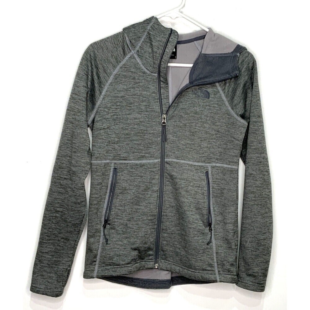 The North Face Fleece Lined Softshell Jacket Hooded Gray Full Zip Size Small
